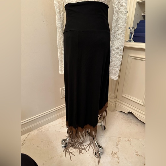 T*Party Black/brown tie dye fringed skirt, size L - Picture 2 of 8
